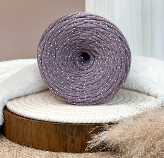 Amorino Fios Premium T-Shirt Yarn - Aged Lilac Polka Dots