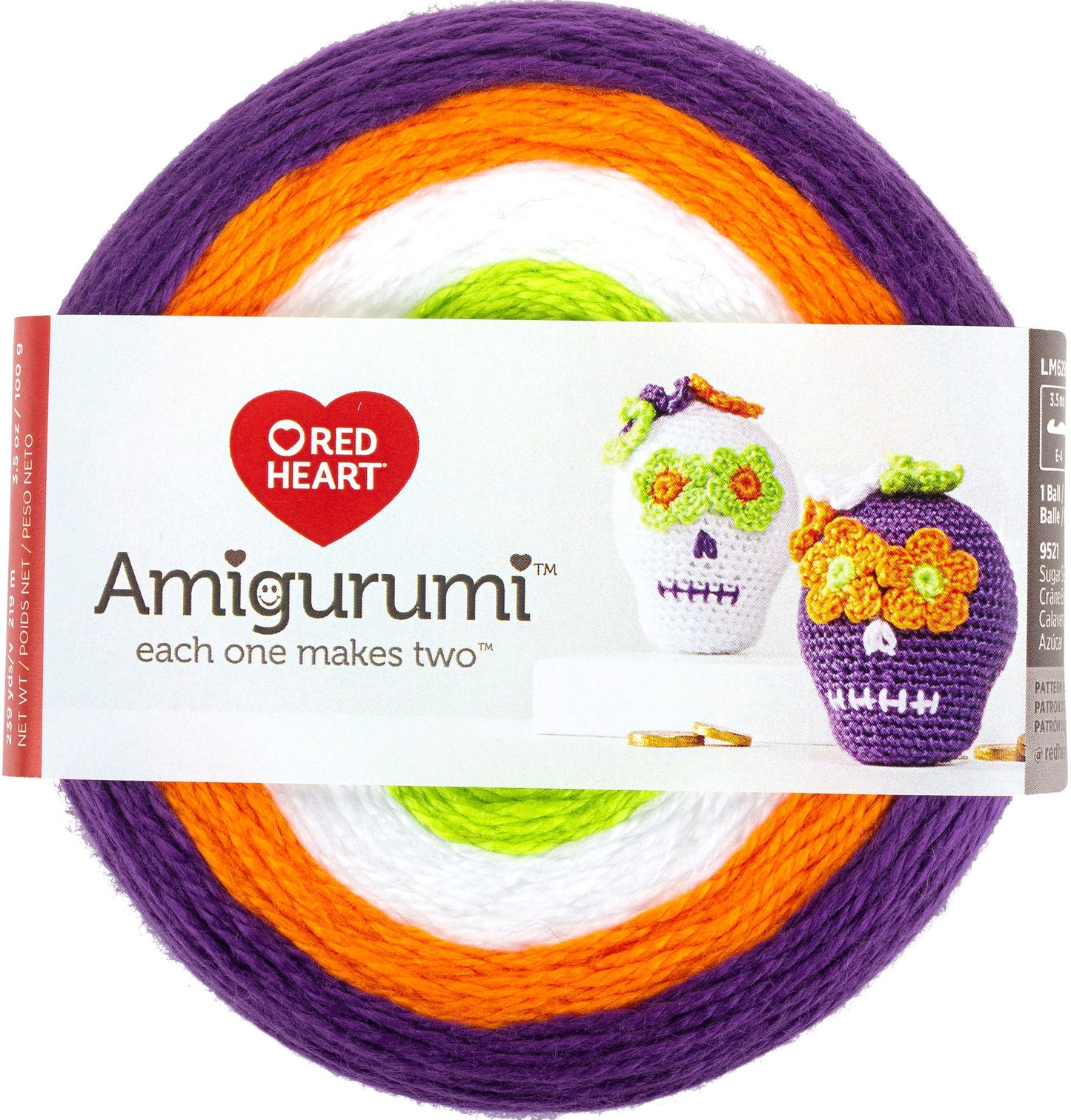 Red Heart Amigurumi Yarn Sugar Skulls 3.5oz Acrylic - Makes 2 Items!