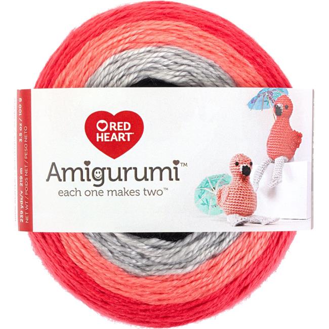 Red Heart Amigurumi Yarn Flamingo 3.5oz Acrylic - Makes 2 Items!