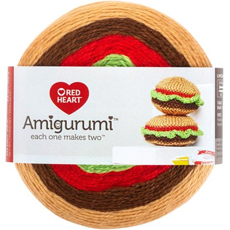 Red Heart Amigurumi Yarn Hamburgers 3.5oz Acrylic - Makes 2 Items!