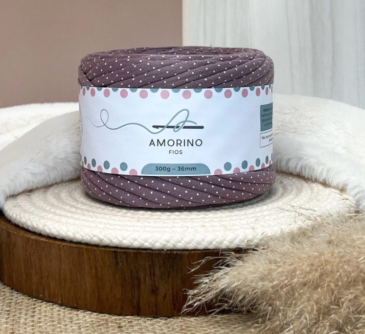 Amorino Fios Premium T-Shirt Yarn - Aged Lilac Polka Dots