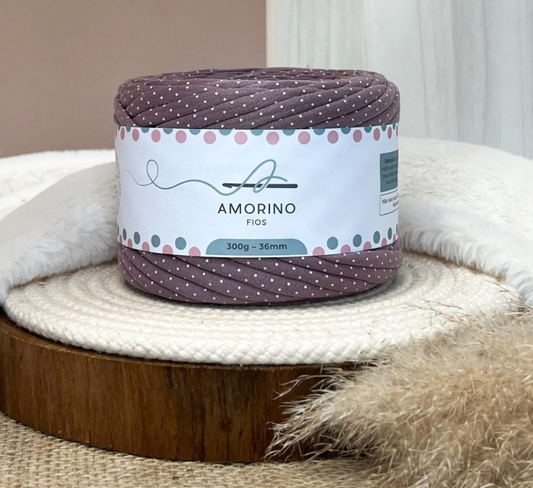 Amorino Fios Premium T-Shirt Yarn - Aged Lilac Polka Dots