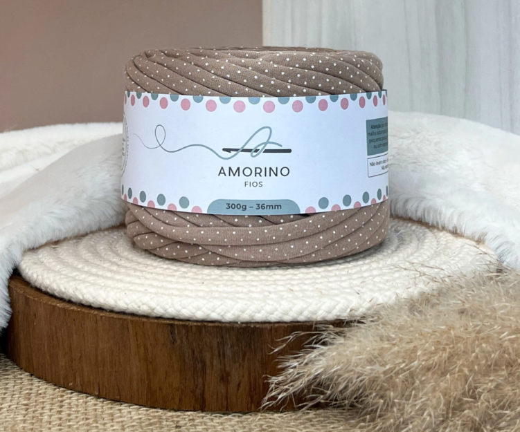 Amorino Fios Premium T-Shirt Yarn - Cappuccino Polka Dots