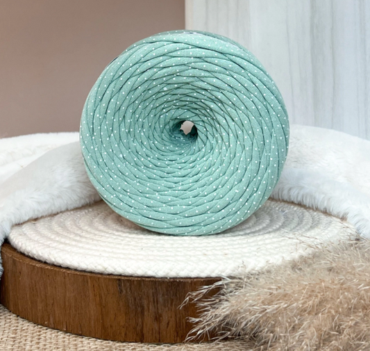 Amorino Fios Premium T-Shirt Yarn - Tea Green Polka Dots