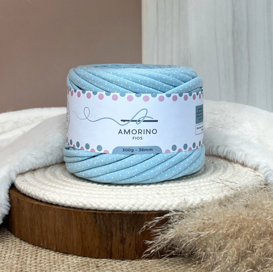 Amorino Fios Premium T-Shirt Yarn - Baby Blue Polka Dots